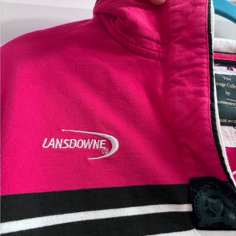 Lands' End Ireland Striped Rugby Top - Black White Pink - Picture 6 of 11